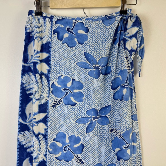 Jams World Tahiti Sarong Skirt Small W812-TAHI Blue Floral Rayon Wrap Hawaii - Picture 2 of 12